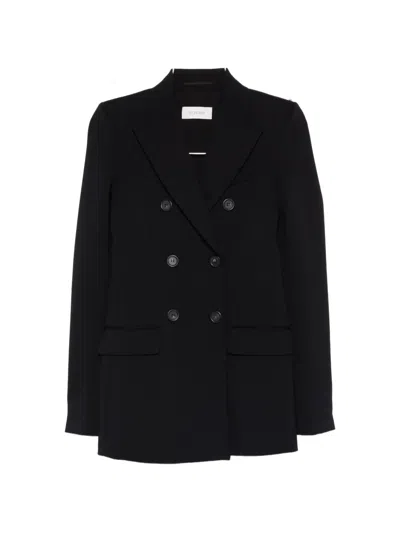 Sportmax Nylon Double Breasted Jacket Button Detail In Black