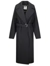 Sportmax Double-breasted Heavy Coat With Side Pockets And Removable Belt In Black