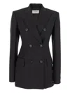 Sportmax Adamo Double Breasted Tailored Virgin Wool Blazer In Black