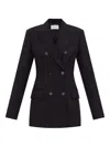 Sportmax Black Slim Double-breasted Jacket Wth Rhinestone Detail In Stretch Polyamide Woman In Black