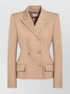 Sportmax Double Breasted Jacket Notched Lapels In Neutral