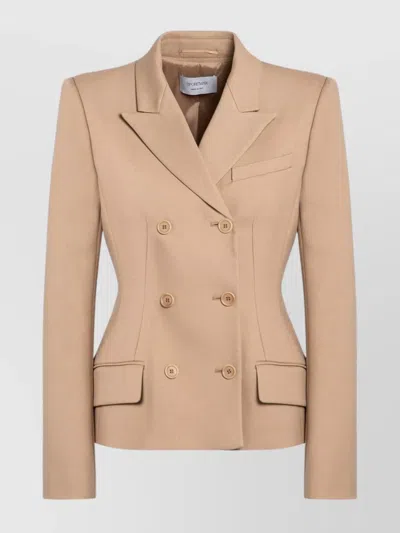 Sportmax Double Breasted Jacket Notched Lapels In Neutral