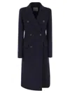 Sportmax Double-breasted Long-sleeved Coat In Blu Notte