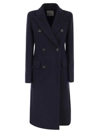 Sportmax Double-breasted Long-sleeved Coat In Blue