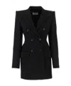 Sportmax Black Slim Double-breasted Jacket Wth Rhinestone Detail In Stretch Polyamide Woman In Black