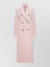 Sportmax Double-breasted Long Wool Coat Vent In Pink