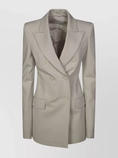 Sportmax Double-breasted Longline Jacket Structured Shoulders In Gray