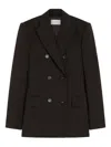 Sportmax Double-breasted Tailored Blazer In Natural Stretch Wool In Brown