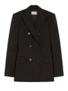 Sportmax Double-breasted Tailored Blazer In Natural Stretch Wool In Black