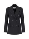 Sportmax Double-breasted Tailored Blazer With Classic Lapels In Black