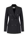 Sportmax Double-breasted Tailored Blazer With Classic Lapels In Blue