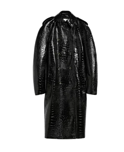 Sportmax Double-breasted Trench Coat In Black