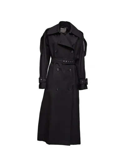 Sportmax Double-breasted Trench Coat In Black