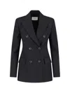 Sportmax Double-breasted Tailored Blazer With Classic Lapels In Black