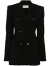 Sportmax Structured Double-breasted Longline Jacket With Button Detailing In Black