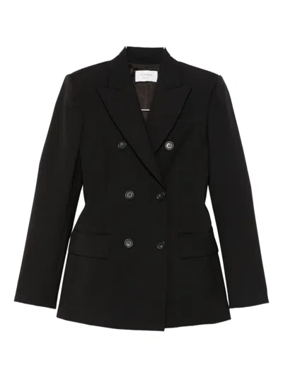 Sportmax Double-breasted Wool Blazer In Brown