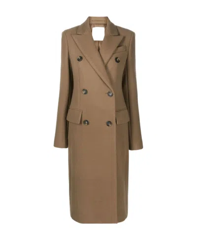 Sportmax Double-breasted Wool-cashmere Coat In Brown