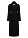 Sportmax Long Double-breasted Wool Coat Featuring Belt In Black