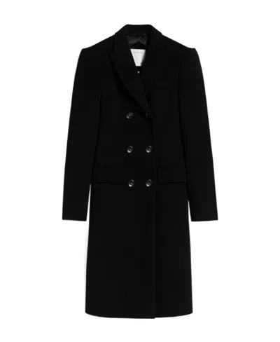Sportmax Double-breasted Wool Coat In Black