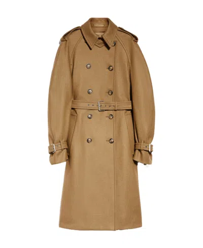 Sportmax Double-breasted Wool Coat In Brown
