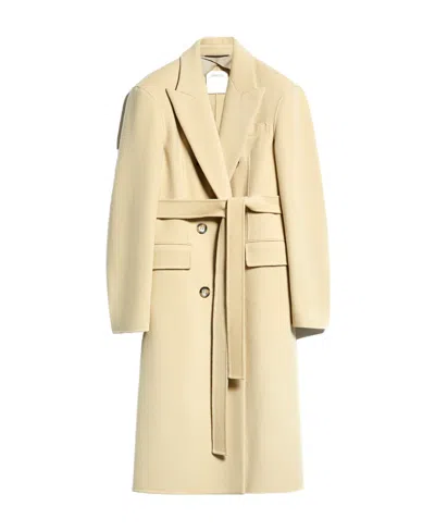 Sportmax Double-breasted Wool Coat In Nude