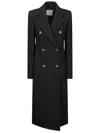 Sportmax Double-breasted Wool Coat With Removable Belt And Side Pockets In Black