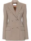 Sportmax Wool Houndstooth Single-breasted Jacket With Peak Lapels In Nude & Neutrals