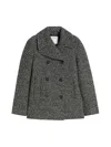 Sportmax Double-breasted Wool Heavy Jacket - Black In Gray