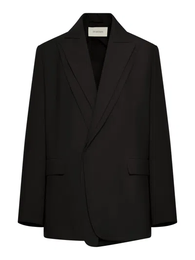 Sportmax Double Collar Blazer In Viscose Blend In Black