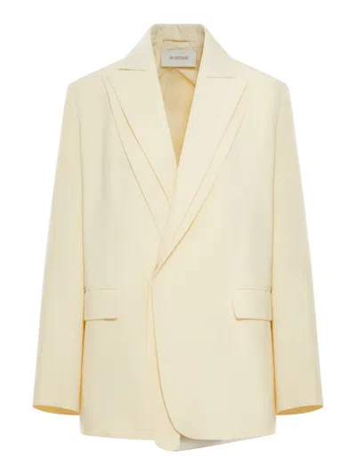 Sportmax Double Collar Blazer In Viscose Blend In Neutral
