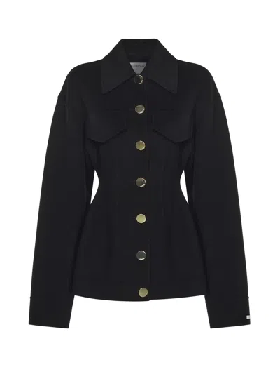 Sportmax Double-faced Pure Wool Pea Coat In Black