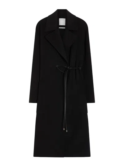 SPORTMAX SPORTMAX DOUBLE-FACED WOOL WRAP COAT - BLACK