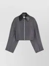 Sportmax Cropped Virgin Wool Jacket With Contrast Collar In Gray