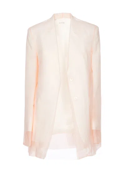 Sportmax Double-layered Organza Blazer With In White,pink
