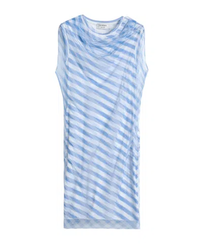 Sportmax Double Layer Optical Effect Dress In Blue