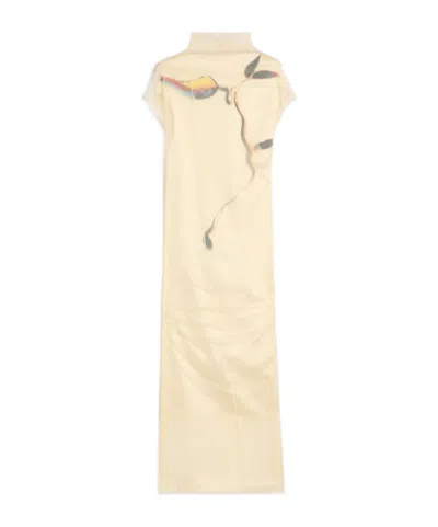 Sportmax Double-layer Satin Dress In Yellow
