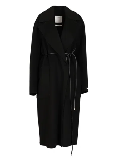 Sportmax Double Wool Dressing Gown Coat In Black