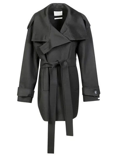 Sportmax Double-breasted Belted Coat In Black