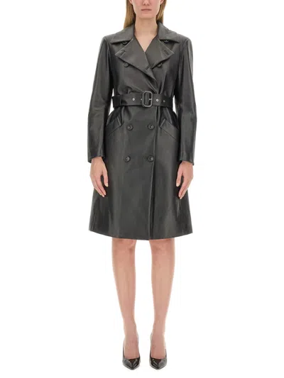Sportmax Double-breasted Black Lamb Leather Jacket