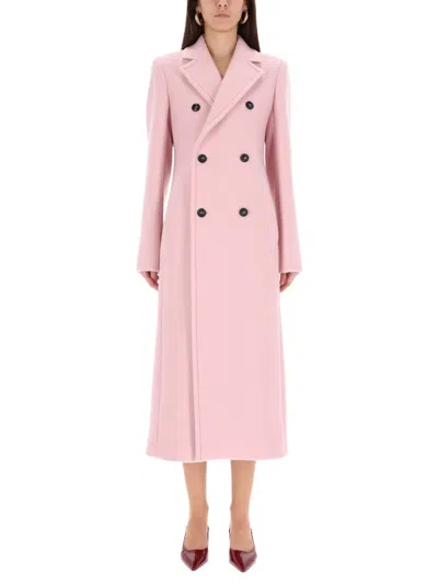 Sportmax Tailored Double-breasted Virgin Wool Coat In Pink