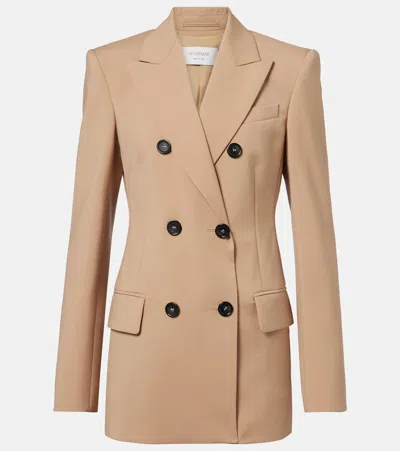 Sportmax Double-breasted Virgin Wool Blazer In Nude