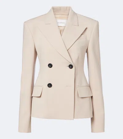 Sportmax Double-breasted Wool-blend Blazer In Neutral