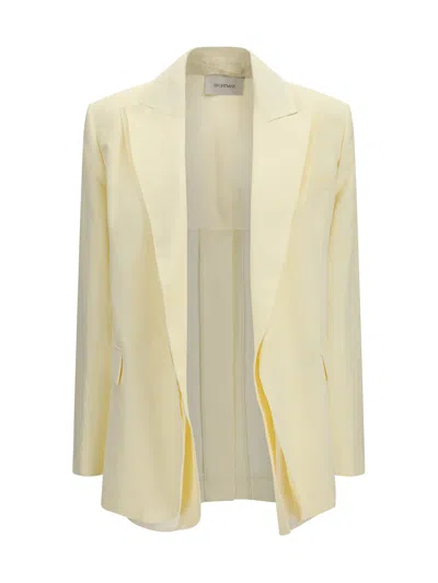 Sportmax Double-collar Blazer In Viscose Blend In Yellow