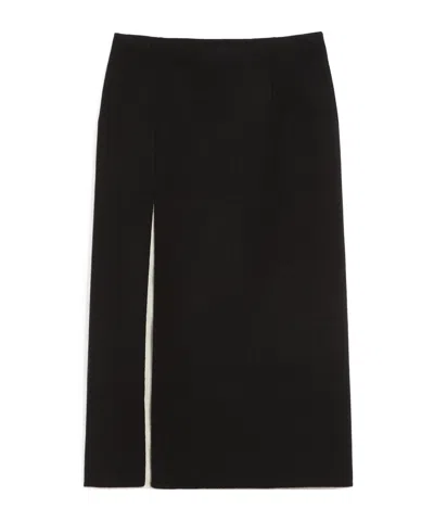 Sportmax Double-faced Wool Long Skirt In Black