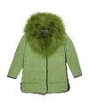 Sportmax Down Jacket With Hairy Collar In Green
