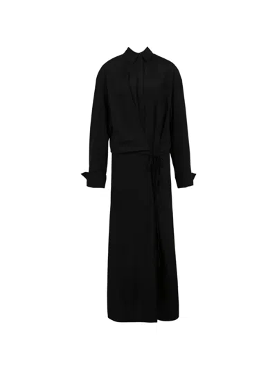 Sportmax 드레이프 칼라 드레스 In Black