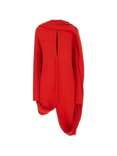 Sportmax Draped-design Asymmetric Dress In Red