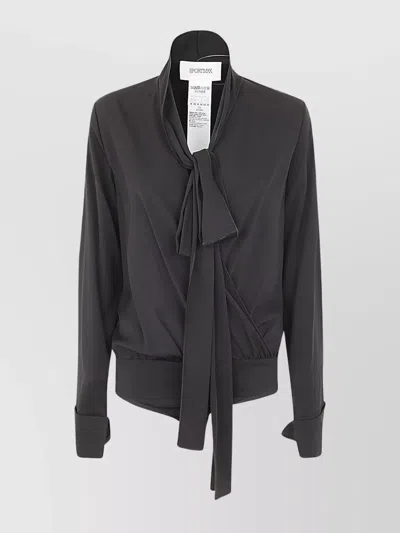 SPORTMAX DRAPED LONG SLEEVE BODY SHIRT WITH BOW