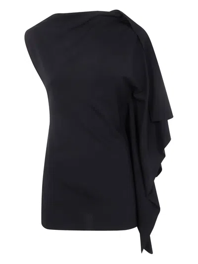 Sportmax Milan Stretch Asymmetrical "fiorella" Top In Black