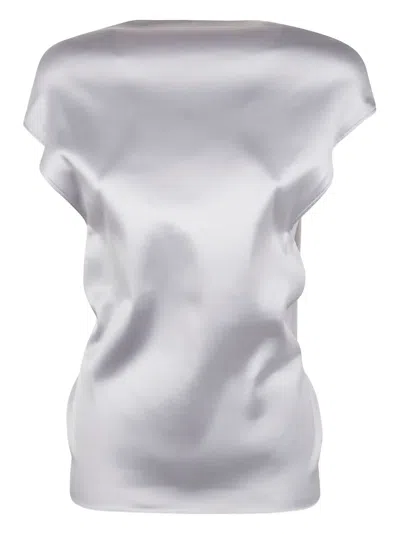 Sportmax Draped Satin Top In Neutrals